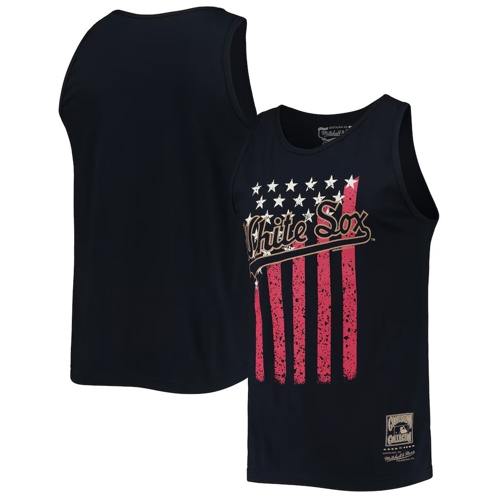 Mitchell & Ness Chicago White Sox USA Flag‎ Tank Top Navy Blue Cooperstown Mens